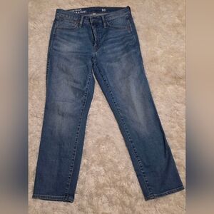 J. CREW Vintage Slim Straight Midrise Medium Wash Distressed Stretch Jeans Sz 30
